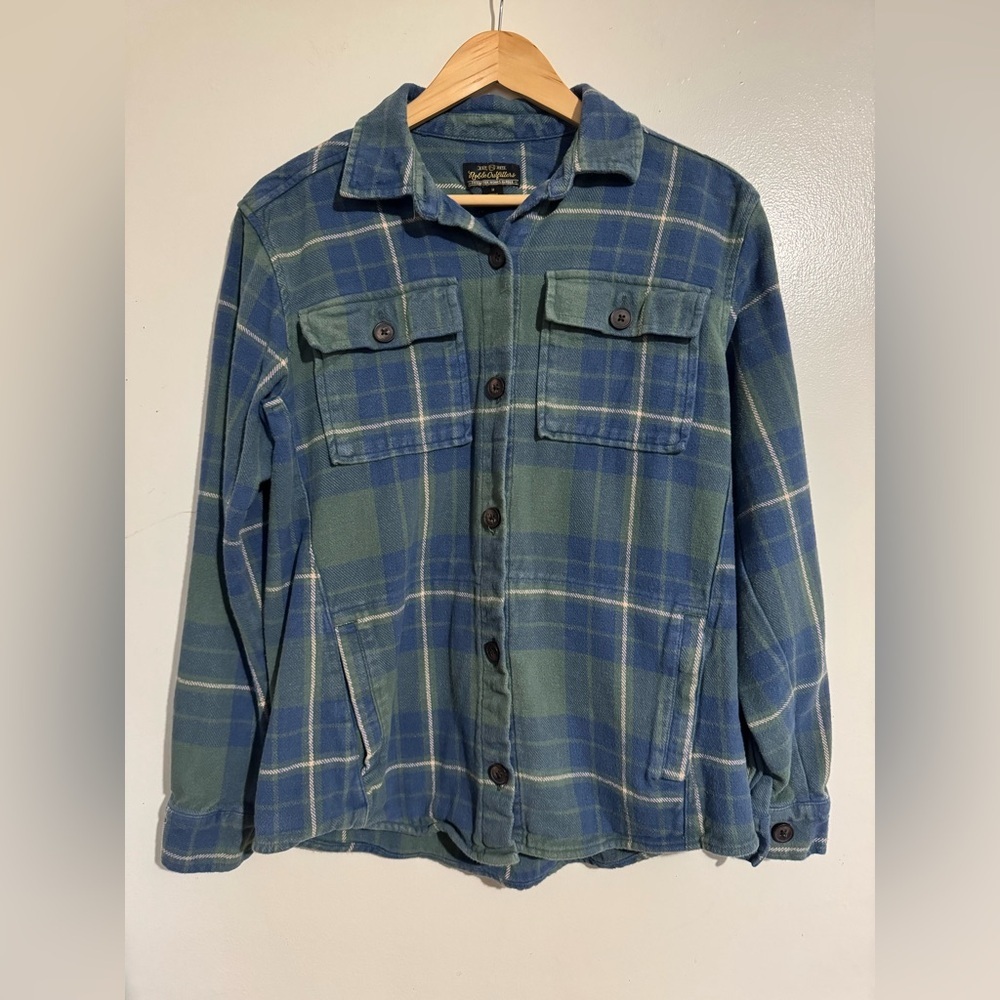 Vintage Noble Outfitters Plaid Blue and Green shacket shirt Medium cotton